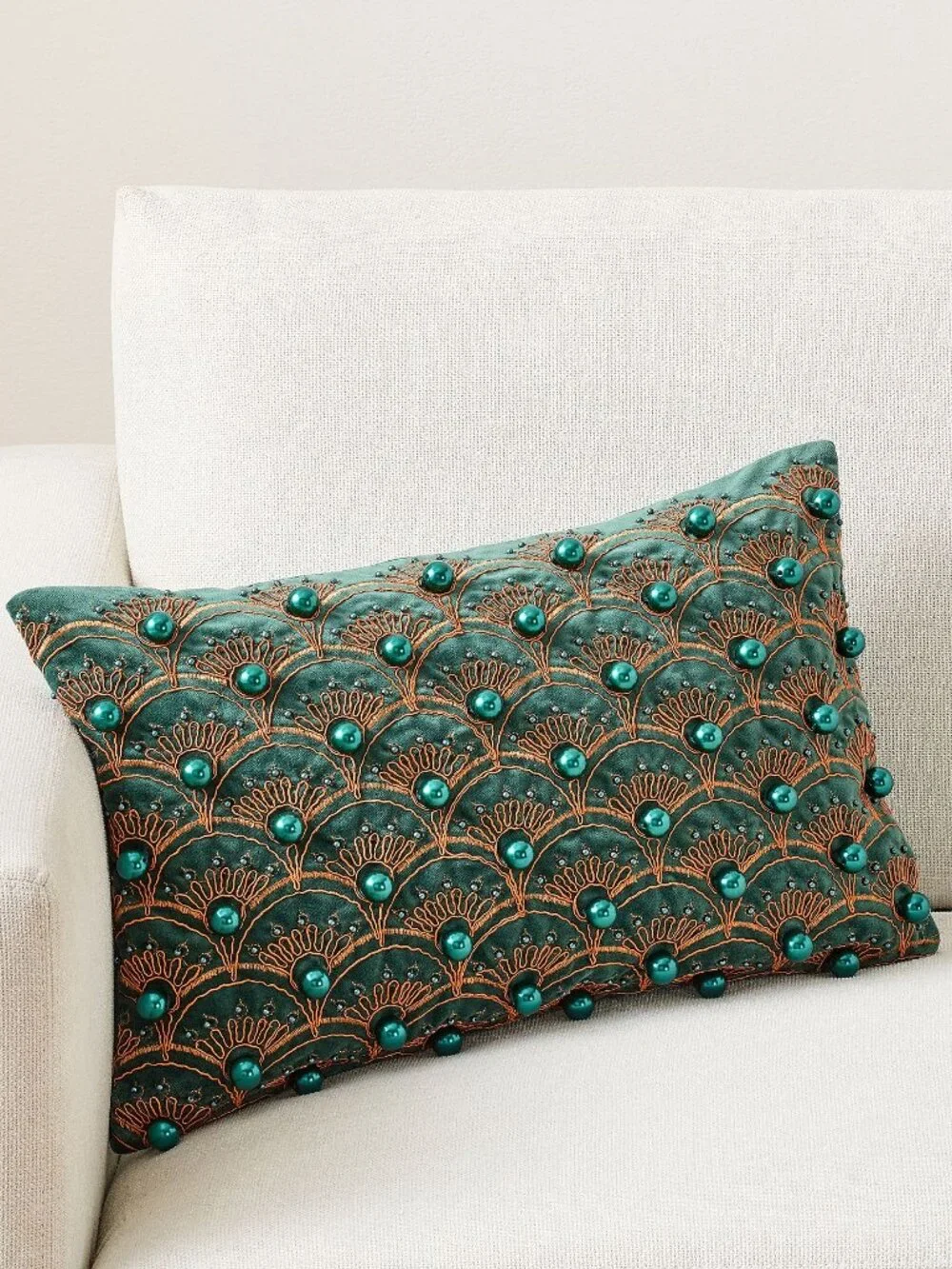 Wicked x Pottery Barn Elphaba Beaded Embellished Decorative Lumbar Pillow Cover